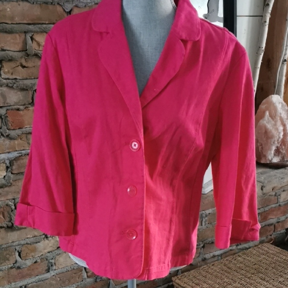 Womens Northern Reflections fuschia pink  barbiecore cotton blazer. Size XL